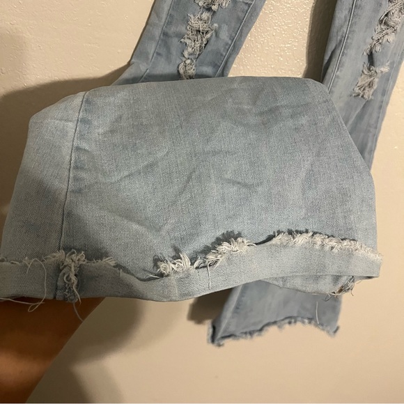 Almost Famous Ripped Bell Bottom Denim Jeans Size 7 - Picture 5 of 6